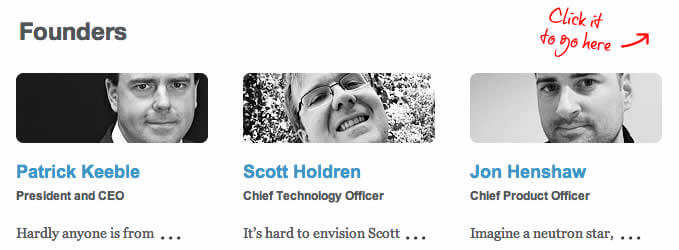 Screenshot of about page with fun descriptions of each employee.