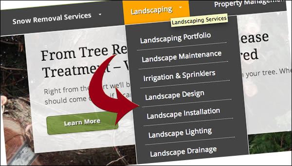Website menu dropdown example 